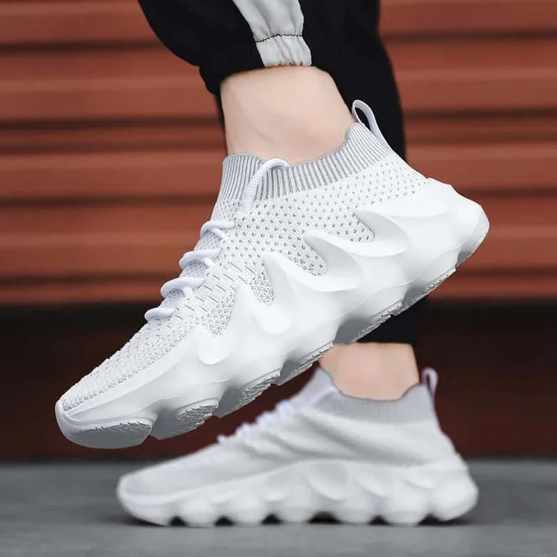 Men's Breathable Mesh Slip-On Sneakers with Wavy Sole