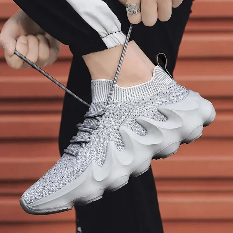 Men's Breathable Mesh Slip-On Sneakers with Wavy Sole