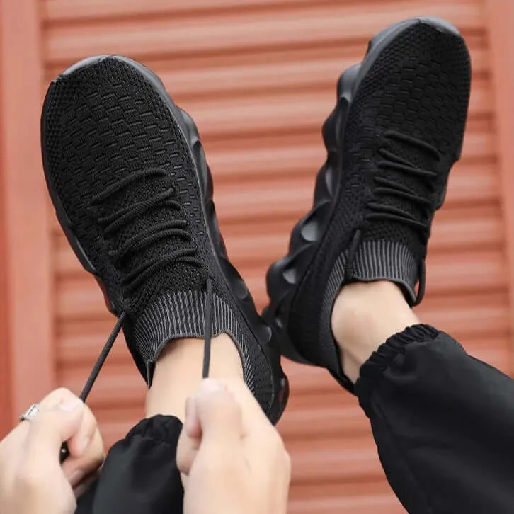 Men's Breathable Mesh Slip-On Sneakers with Wavy Sole