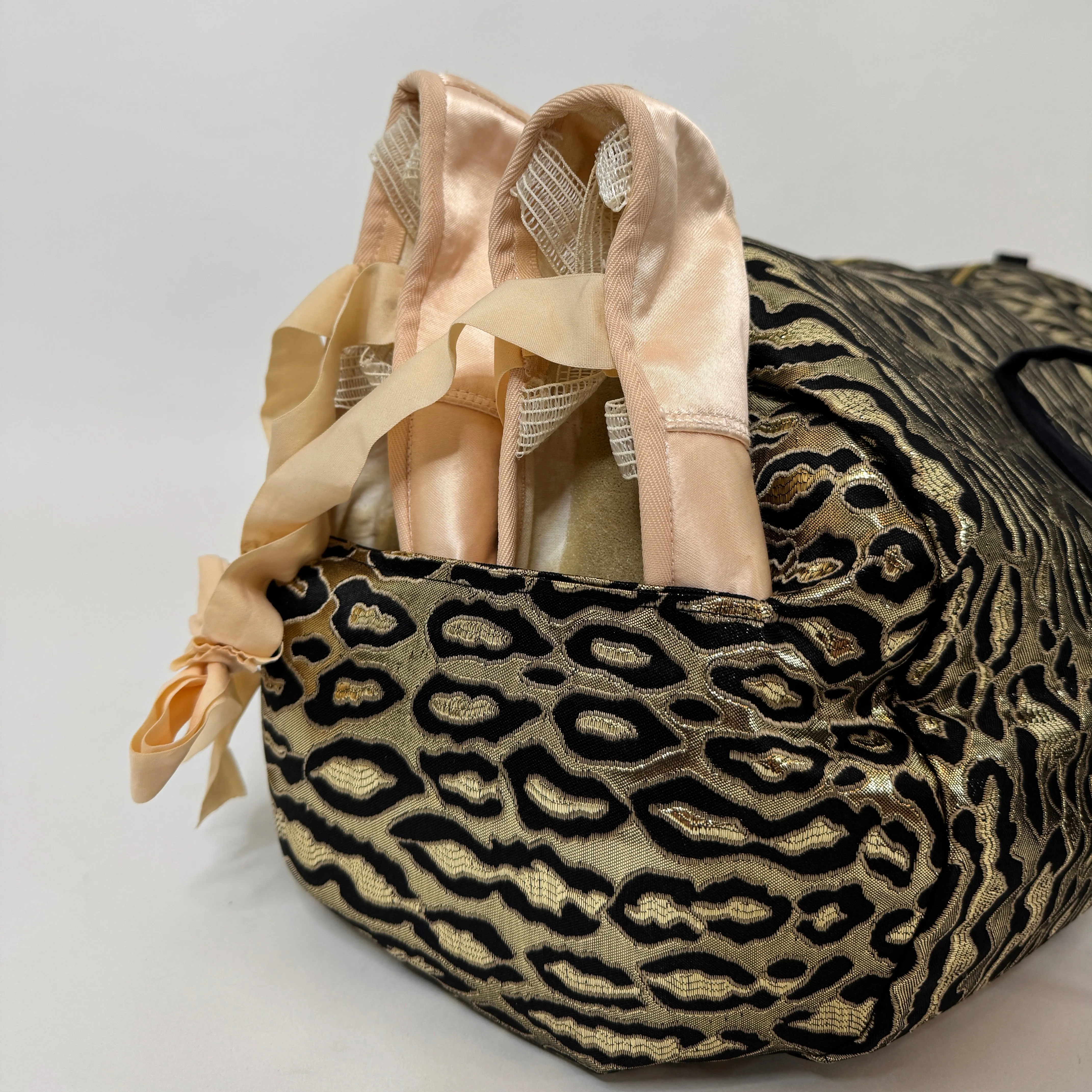Metallic Gold Leopard Dance Bag Gym Duffel Bag