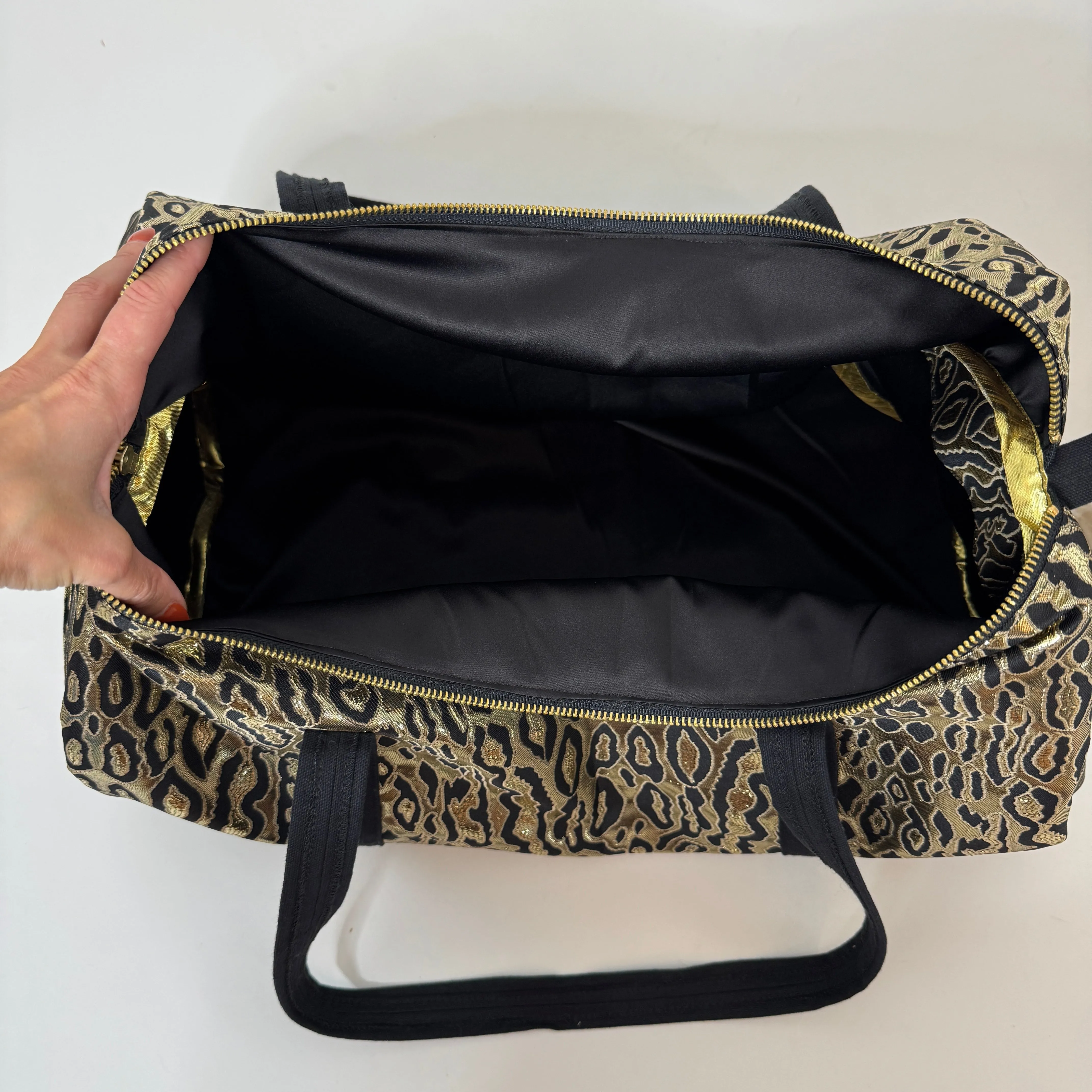 Metallic Gold Leopard Dance Bag Gym Duffel Bag