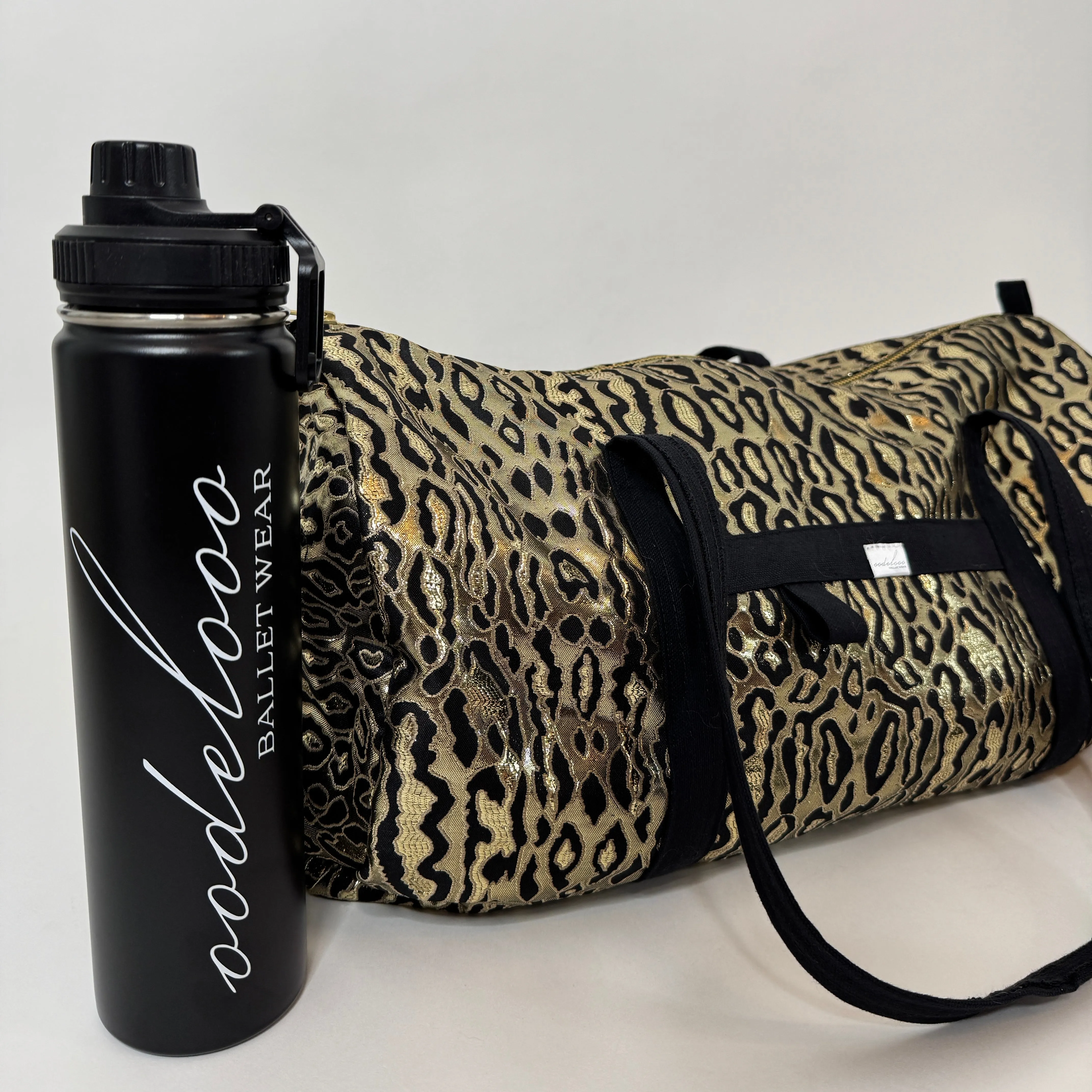 Metallic Gold Leopard Dance Bag Gym Duffel Bag