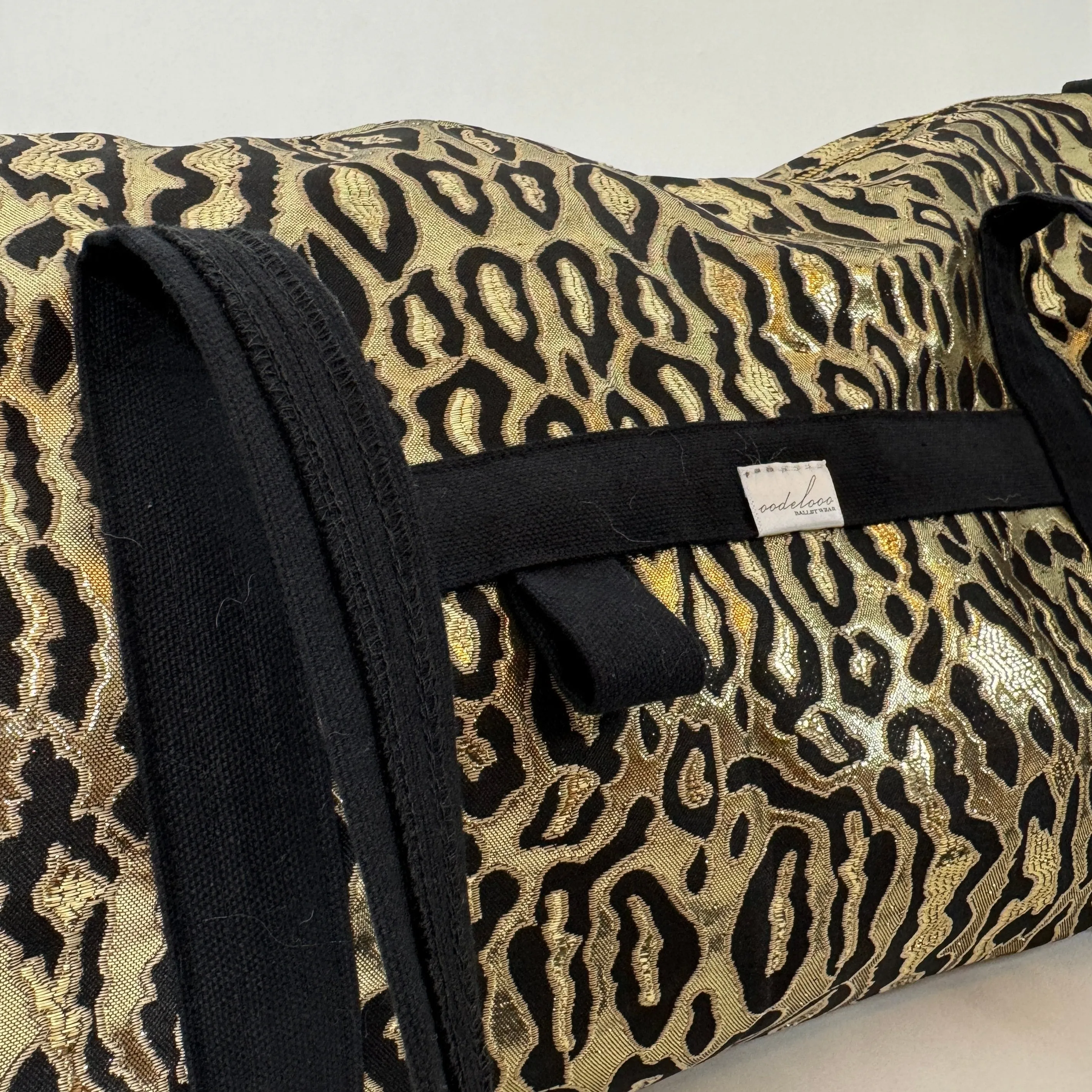 Metallic Gold Leopard Dance Bag Gym Duffel Bag