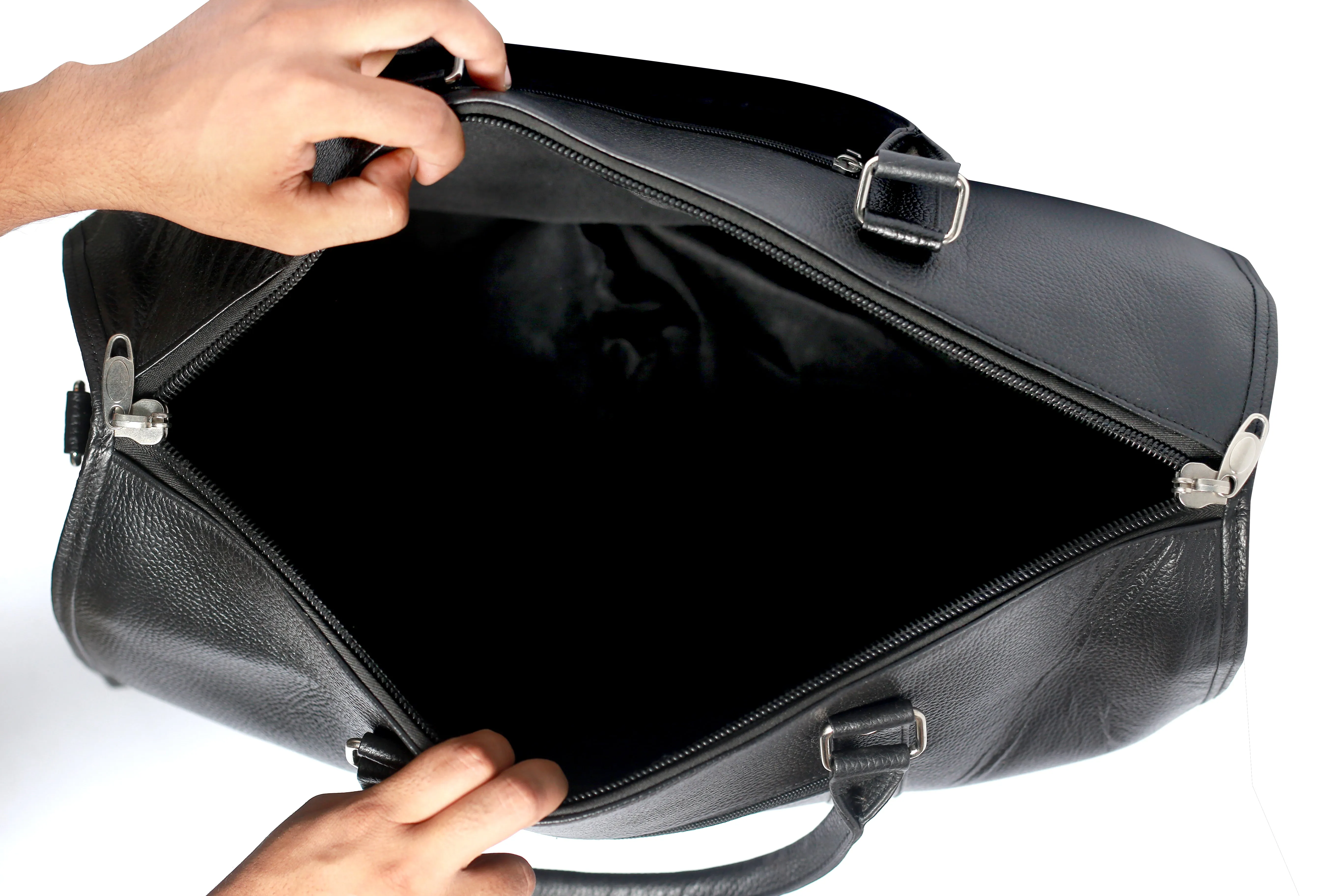MIANWALI BAG Black Genuine Leather Duffle Bag Midnight Explorer