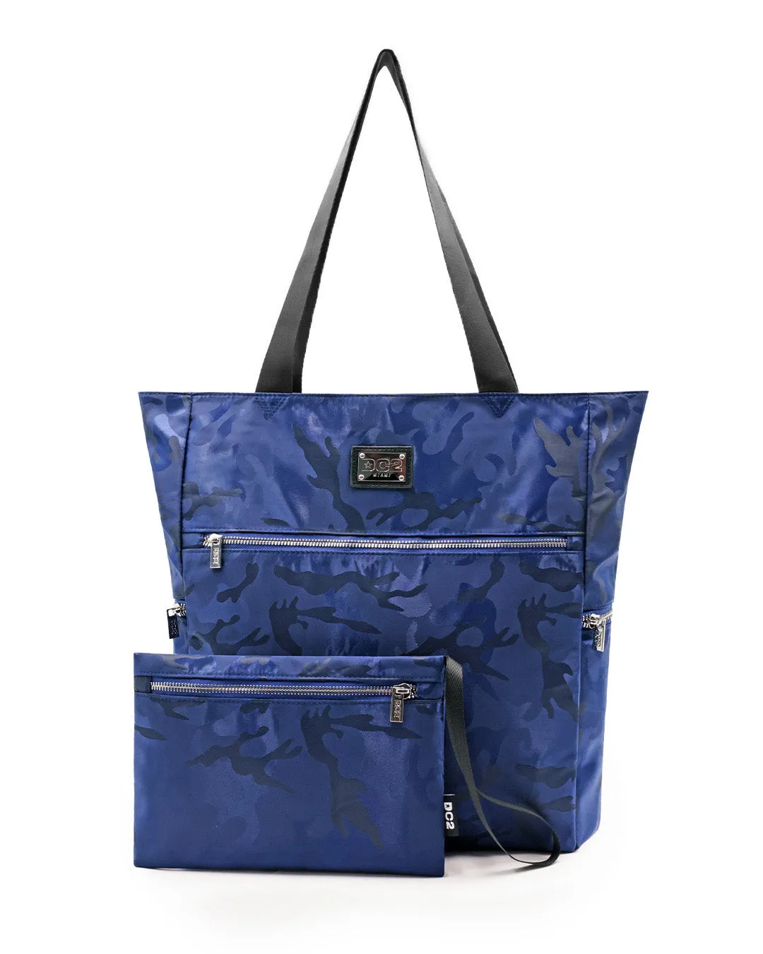 NAVY BLUE CAMO - Poolside Tote Bag Foldable/Portable
