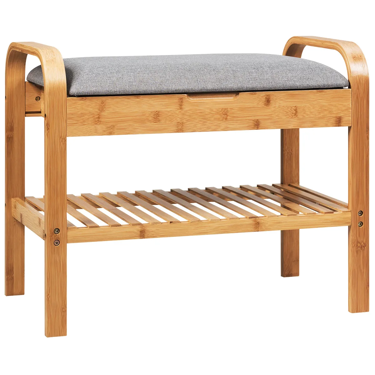 NNECW Bamboo Shoe Rack Bench with Storage Shelf for Entryway