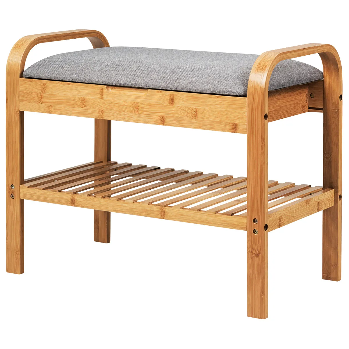 NNECW Bamboo Shoe Rack Bench with Storage Shelf for Entryway