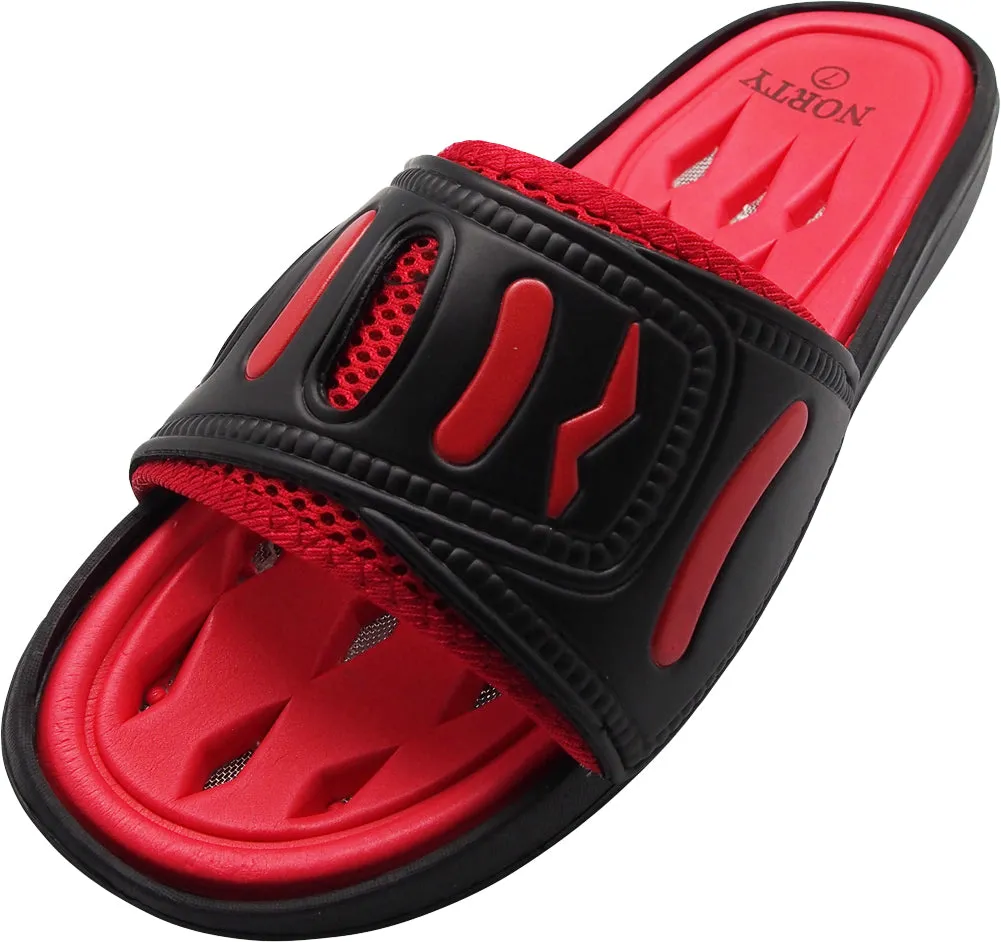 Norty Mens Summer Comfort Casual Slide Flat Strap Shower Sandals Slip On Shoes