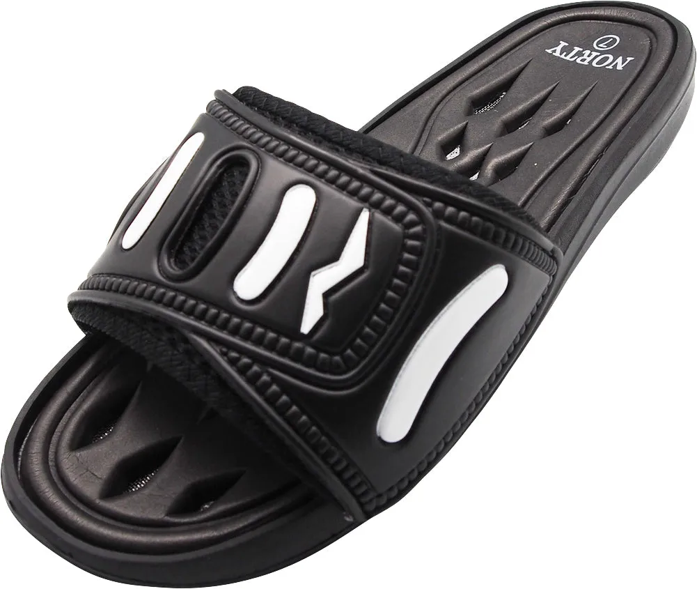 Norty Mens Summer Comfort Casual Slide Flat Strap Shower Sandals Slip On Shoes