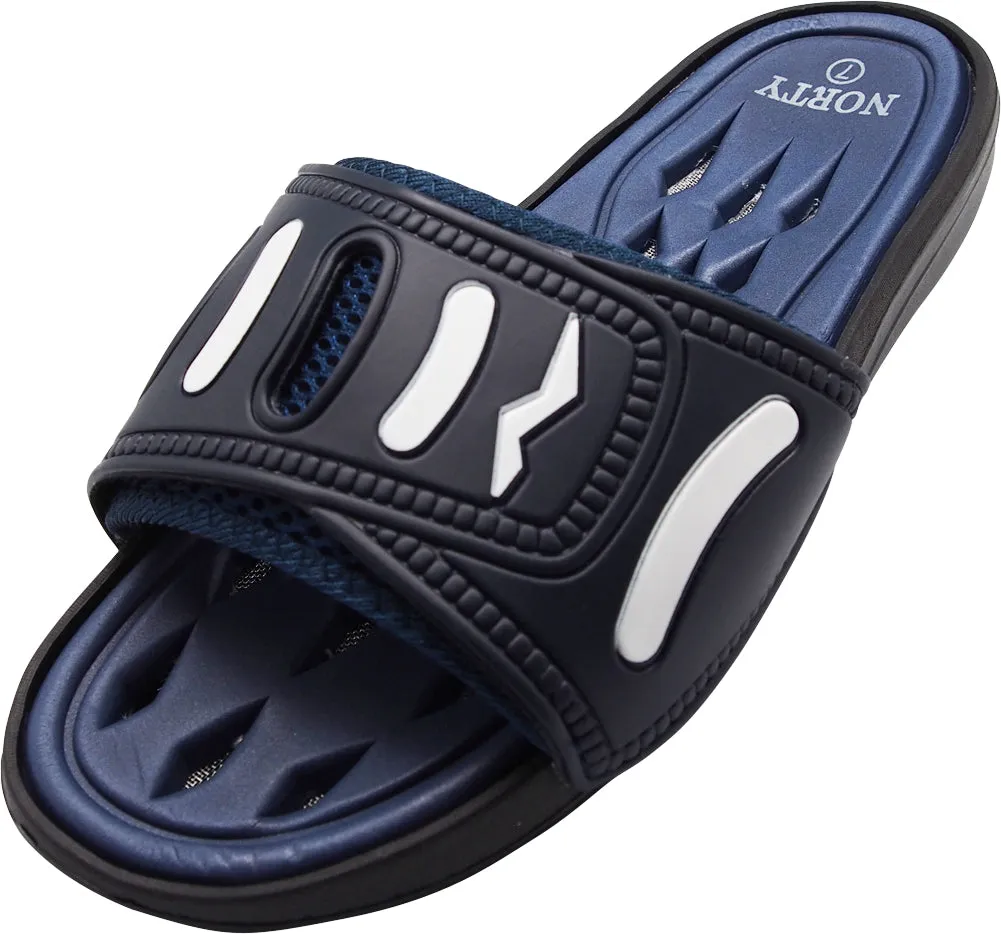 Norty Mens Summer Comfort Casual Slide Flat Strap Shower Sandals Slip On Shoes