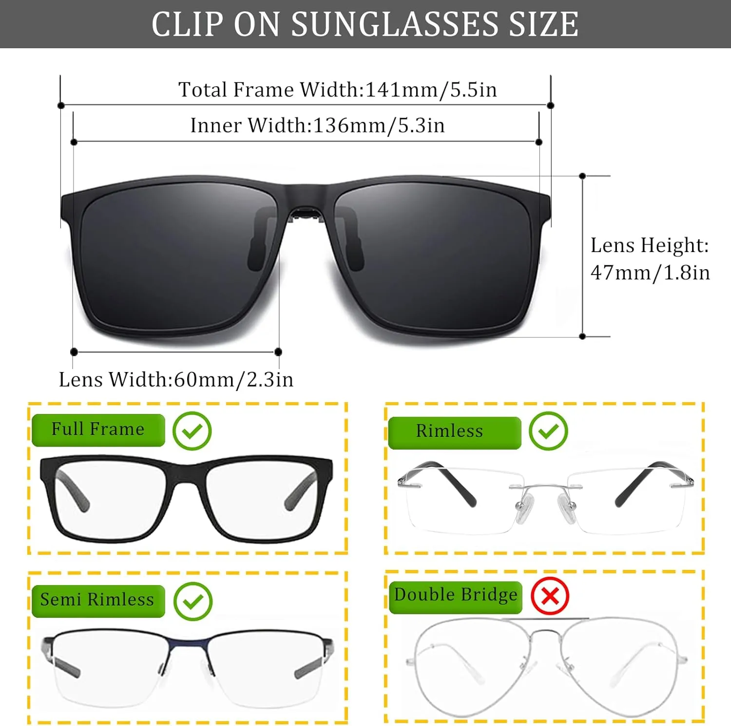 Polarized Clip-On Sunglasses for Over Prescription Glasses, UV400, Flip-Up, Black - Ideal for Driving & Outdoor Sports
