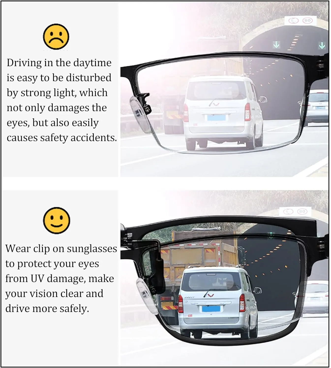 Polarized Clip-On Sunglasses for Over Prescription Glasses, UV400, Flip-Up, Black - Ideal for Driving & Outdoor Sports
