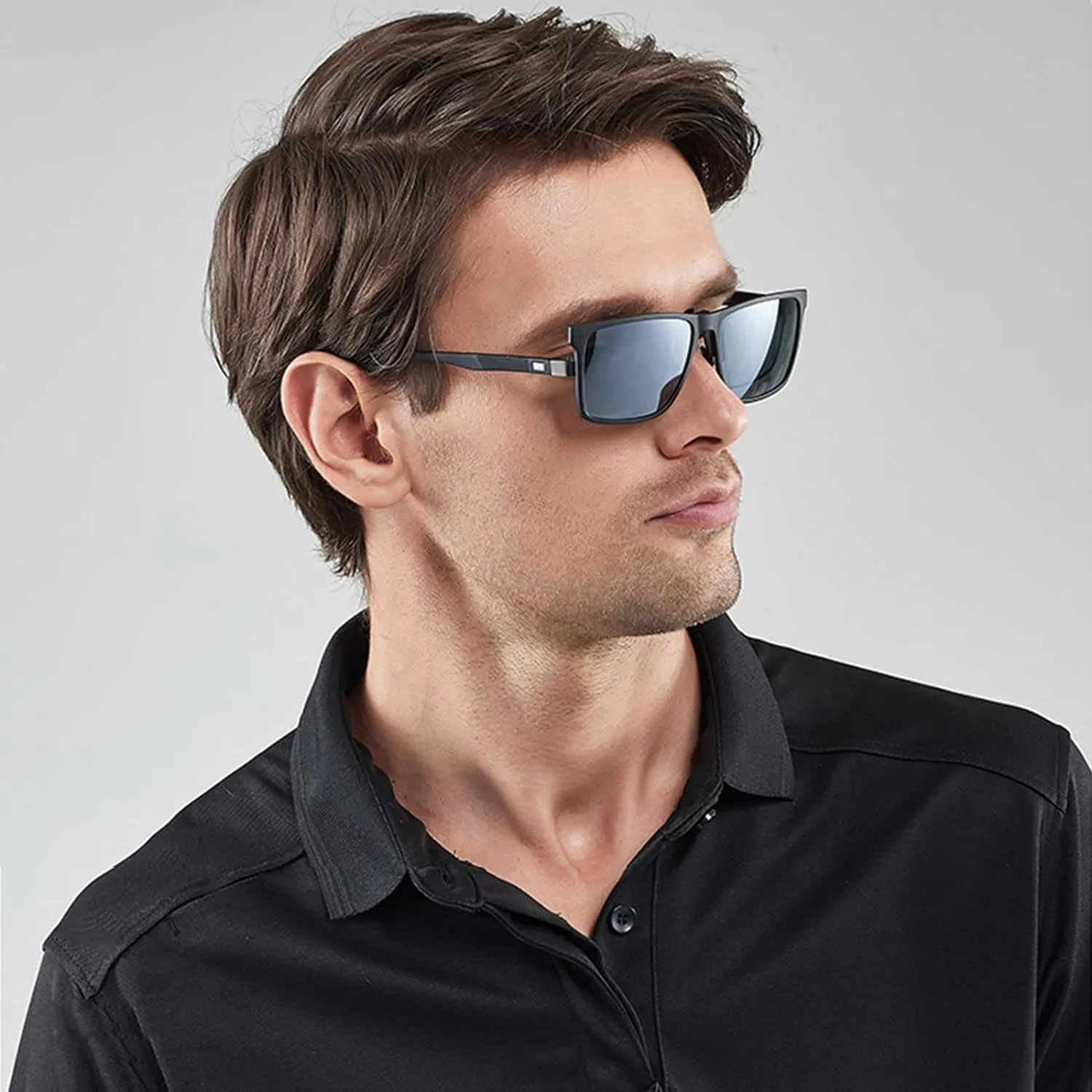 Polarized Clip-On Sunglasses for Over Prescription Glasses, UV400, Flip-Up, Black - Ideal for Driving & Outdoor Sports