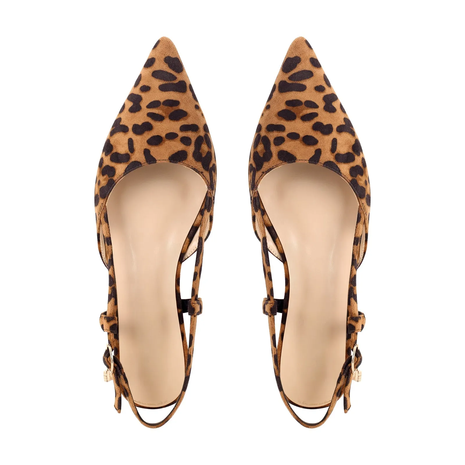 Round Heel Pointed Toe Slingback Flats