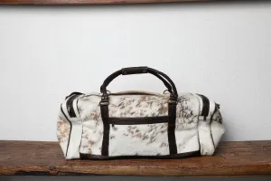 Salt and Pepper Cowhide Weekender Large Duffel Bag