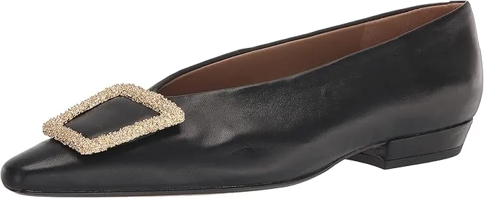 Sam Edelman Janina Black Leather Slip On Pointed Toe Buckle Detailed Flats Shoes
