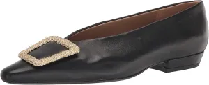 Sam Edelman Janina Black Leather Slip On Pointed Toe Buckle Detailed Flats Shoes