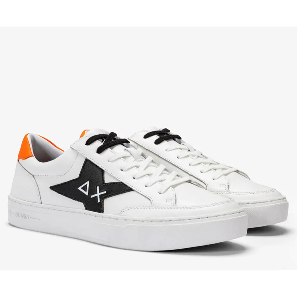 Scarpe Uomo SUN 68 Sneakers Linea Skate Colore Bianco - Arancio Fluo