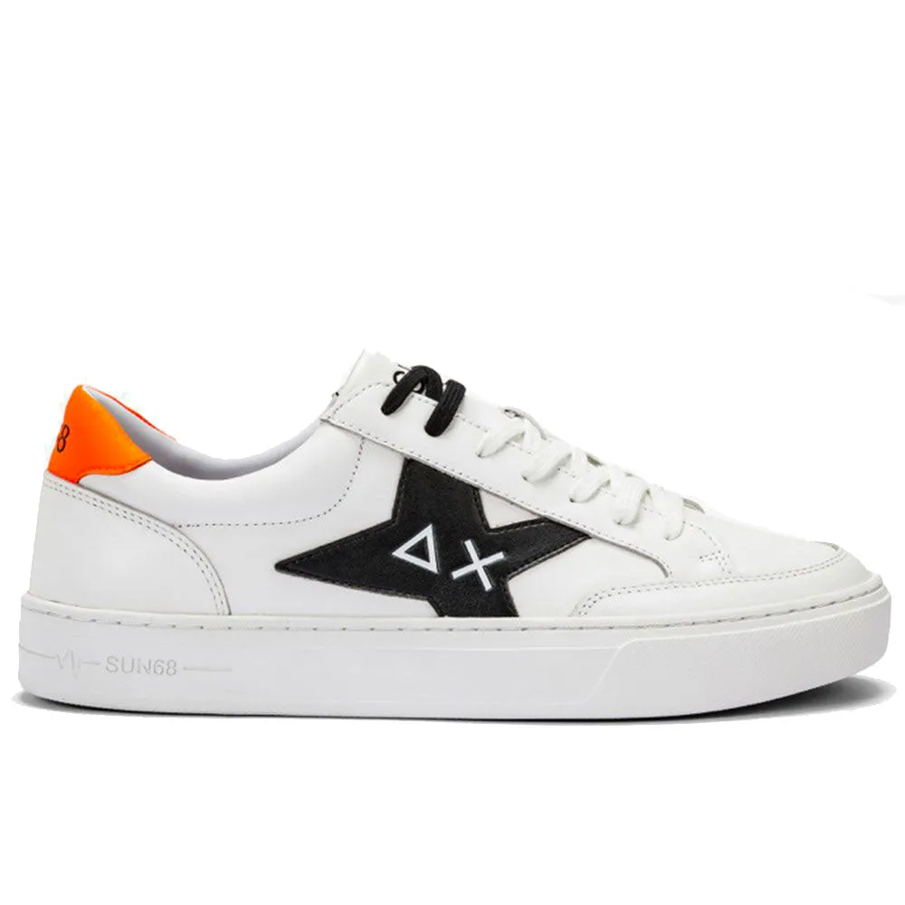 Scarpe Uomo SUN 68 Sneakers Linea Skate Colore Bianco - Arancio Fluo