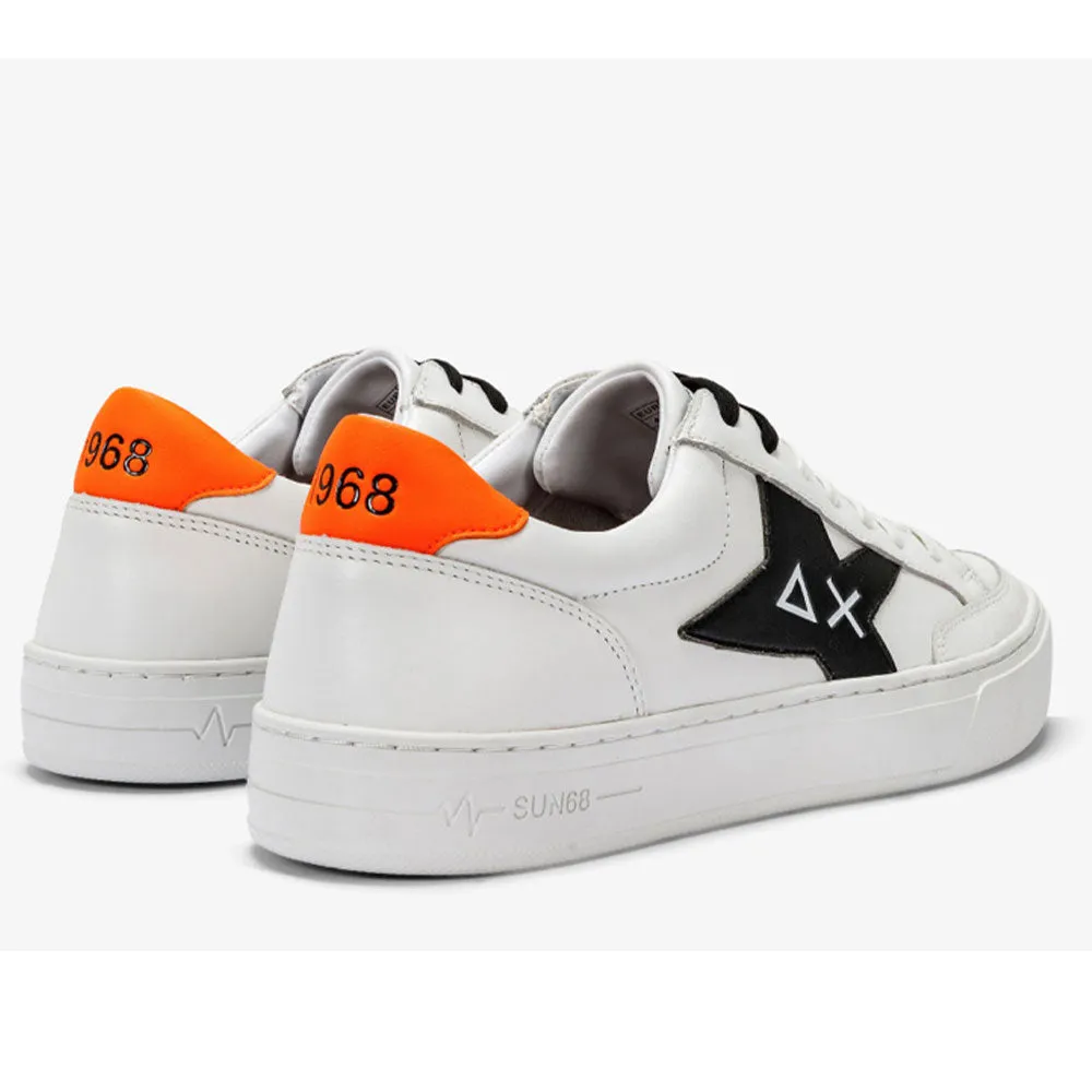 Scarpe Uomo SUN 68 Sneakers Linea Skate Colore Bianco - Arancio Fluo