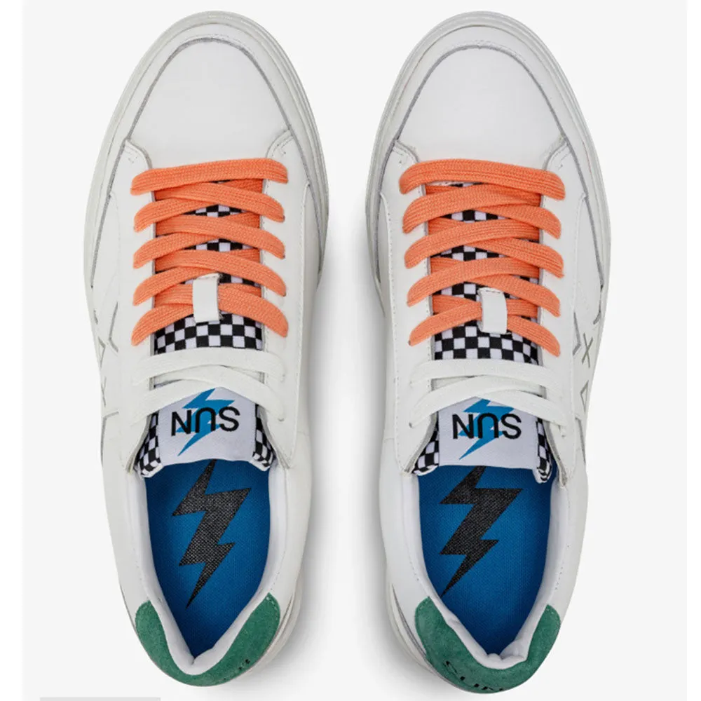 Scarpe Uomo SUN 68 Sneakers Linea Skate Colore Bianco - Verde Salvia