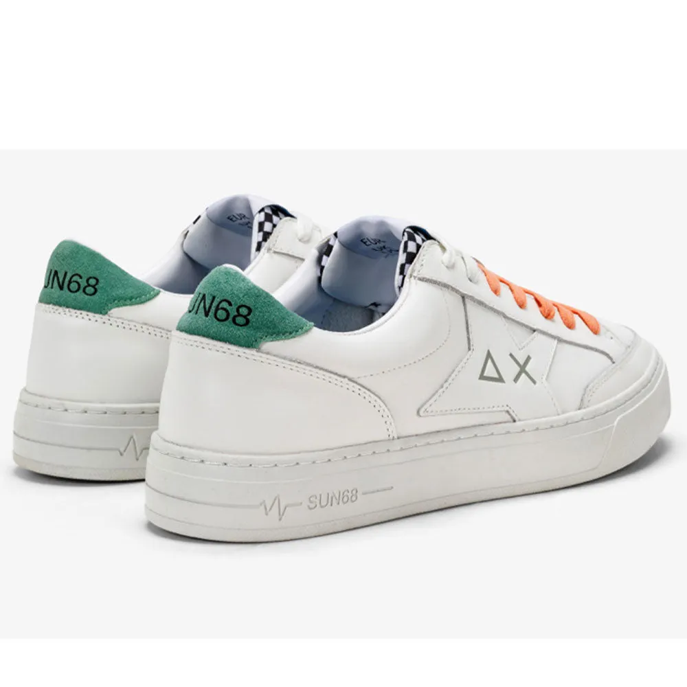 Scarpe Uomo SUN 68 Sneakers Linea Skate Colore Bianco - Verde Salvia