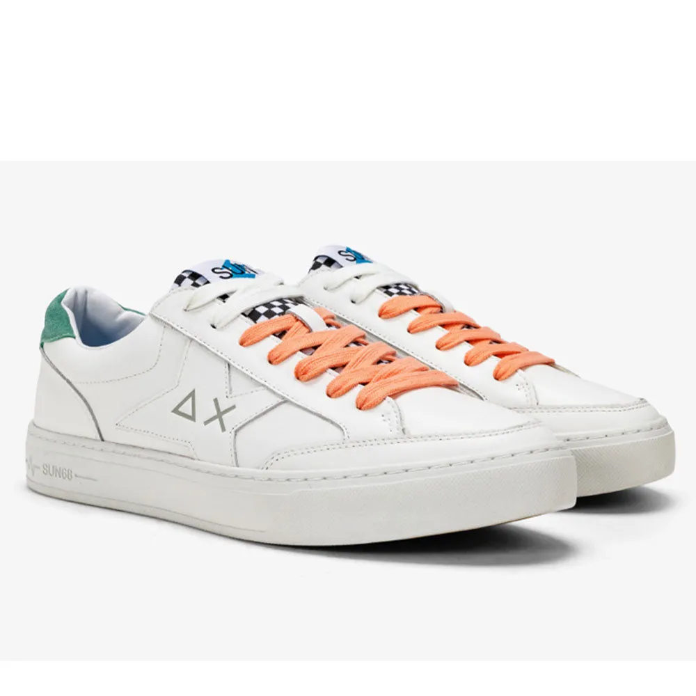 Scarpe Uomo SUN 68 Sneakers Linea Skate Colore Bianco - Verde Salvia