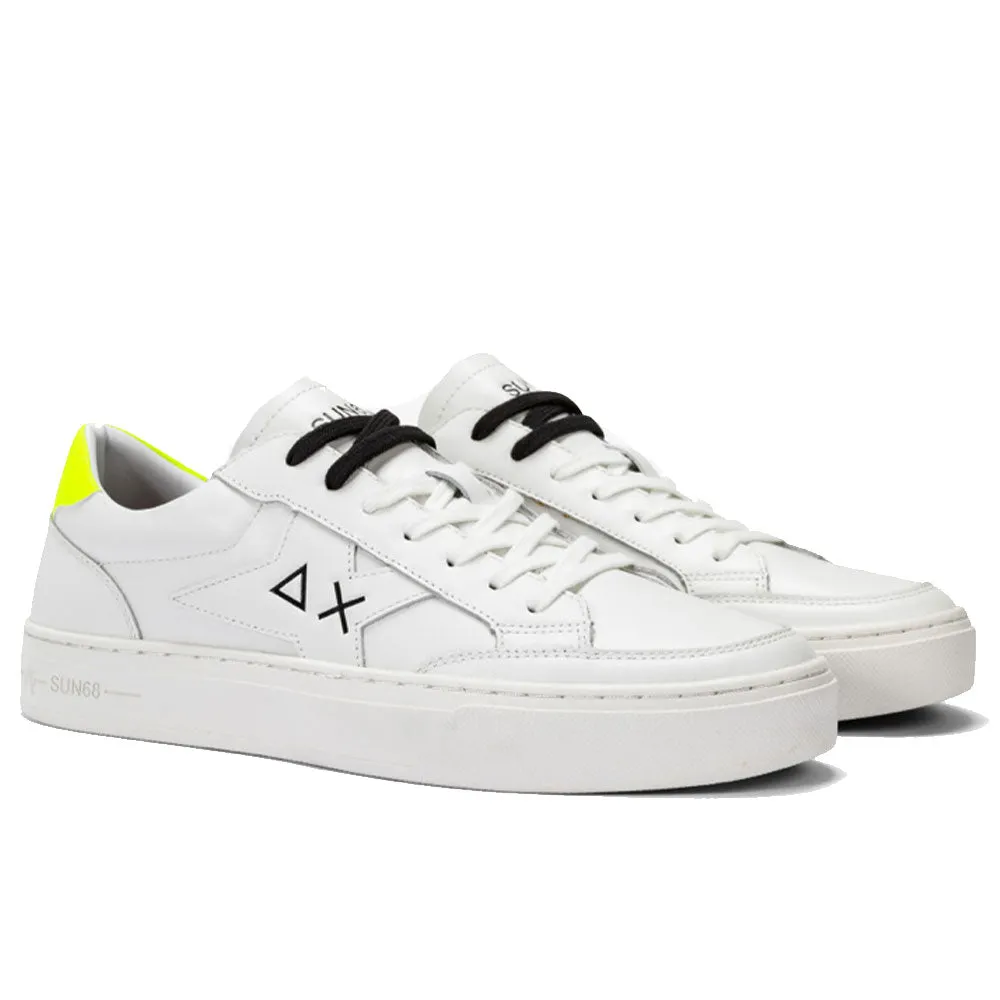 Scarpe Uomo SUN68 Sneakers Linea Skate in Pelle Colore Bianco - Giallo