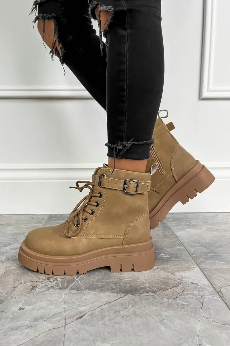 SIAN Chunky Ankle Boots - Mocha Suede