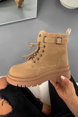 SIAN Chunky Ankle Boots - Mocha Suede