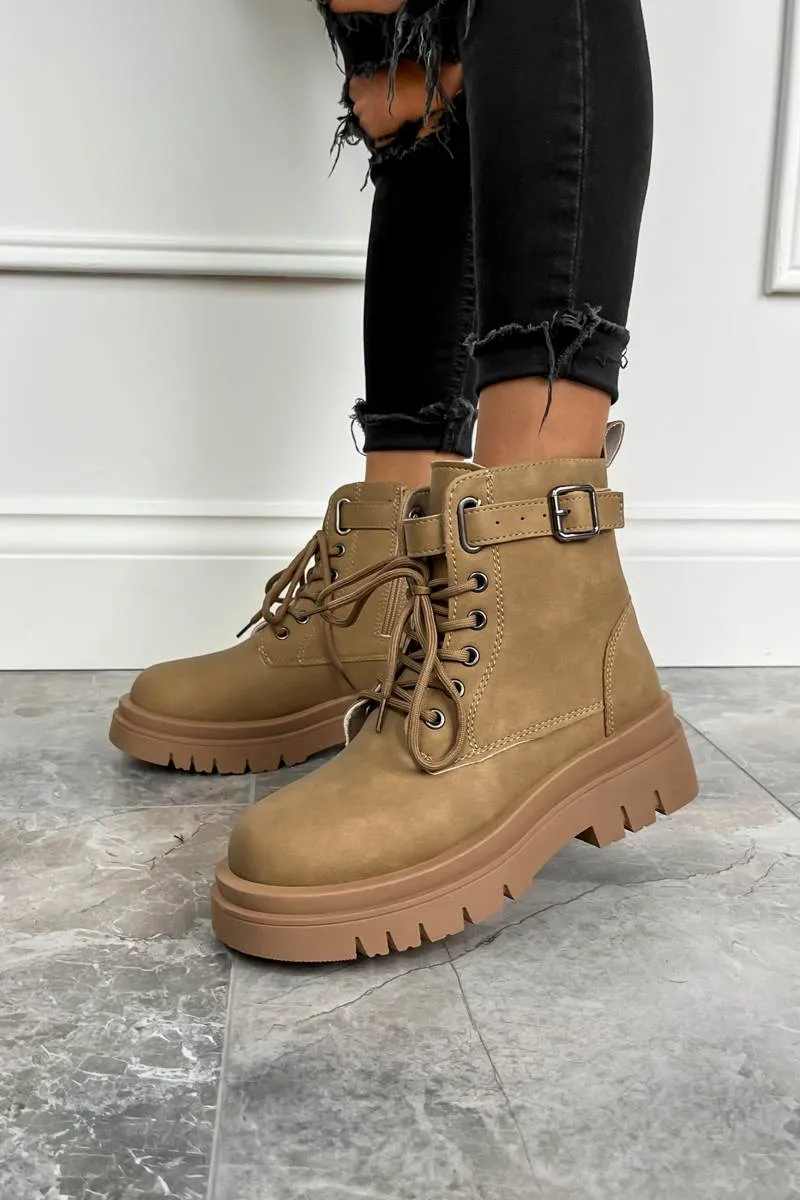 SIAN Chunky Ankle Boots - Mocha Suede