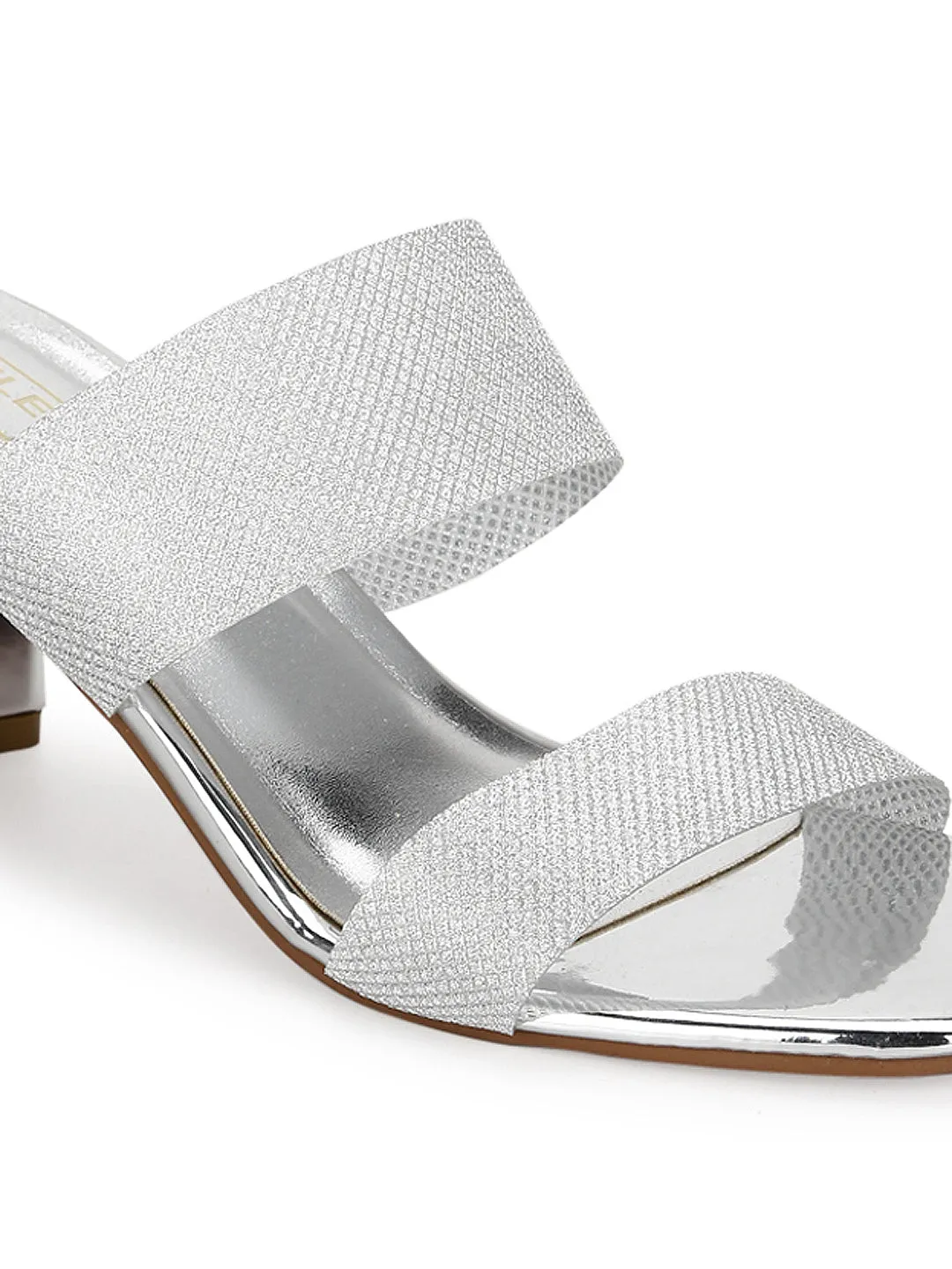 Silver PU Block Heels Mules (TC-SLC-V85-SIL)