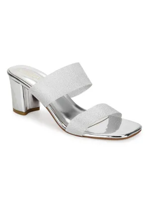 Silver PU Block Heels Mules (TC-SLC-V85-SIL)