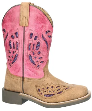 Smoky Mountain Youth Girls Trixie Brown/Pink Leather Cowboy Boots