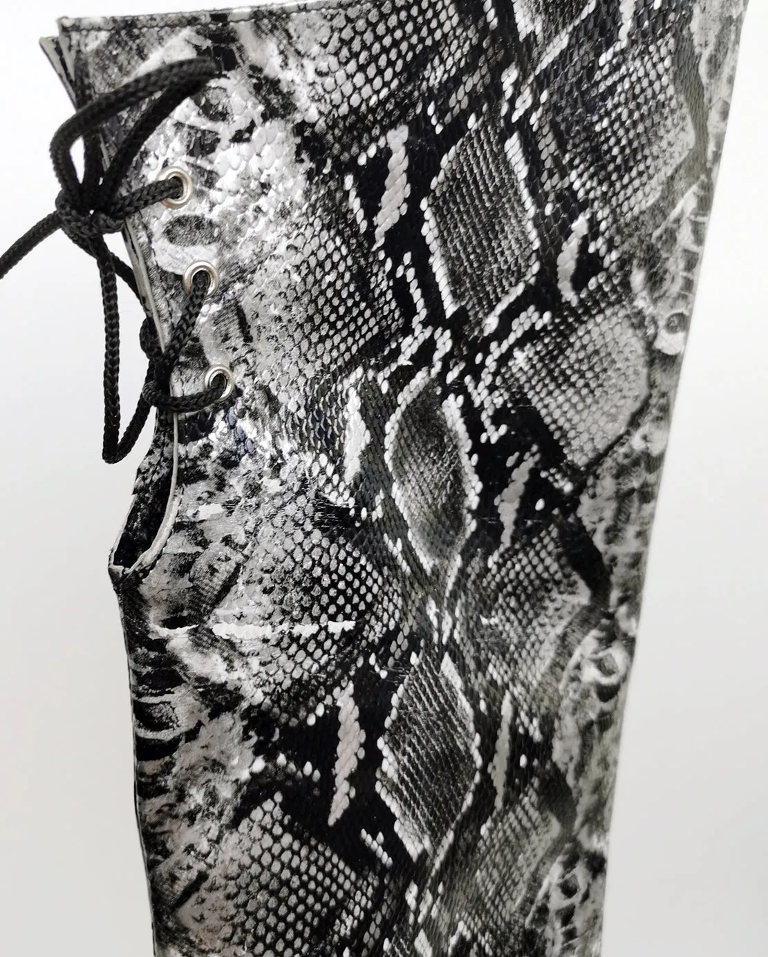Snake Print Design Knee High Boots