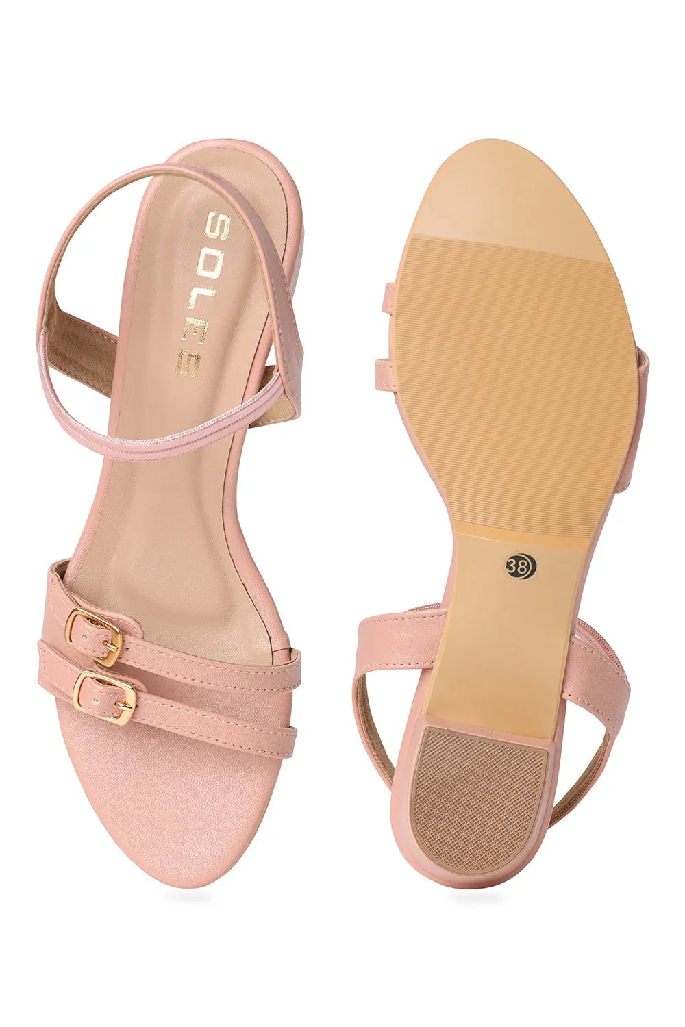 SOLES Front Buckle Small Strapped Heels