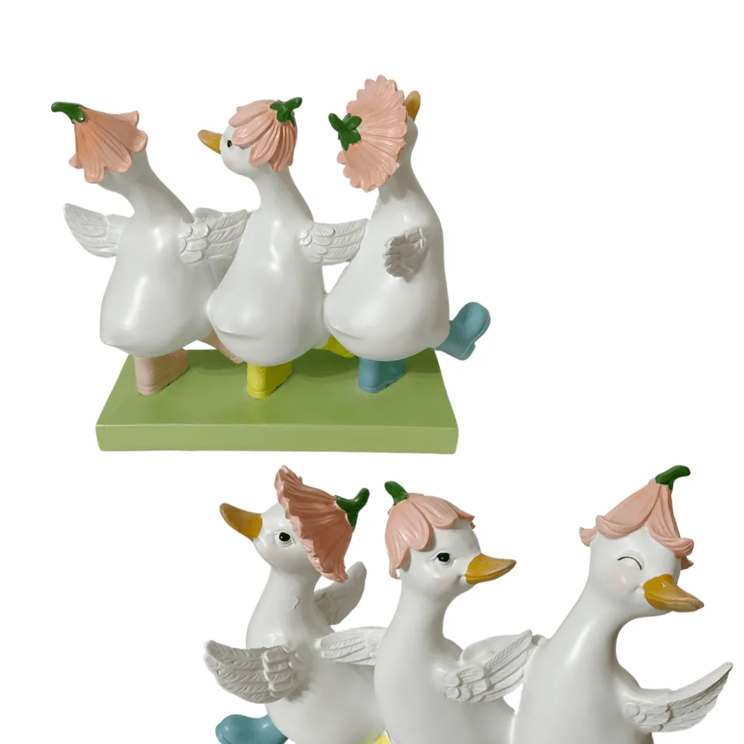 Splashing Duck Trio with Rain Boots Spring Easter Nursery Decor