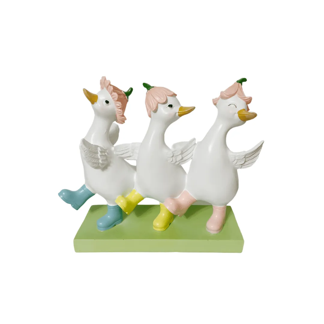 Splashing Duck Trio with Rain Boots Spring Easter Nursery Decor