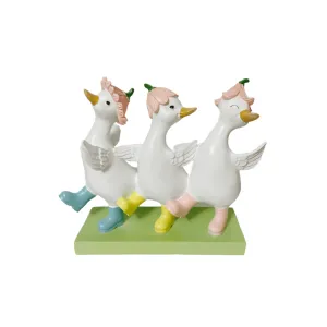 Splashing Duck Trio with Rain Boots Spring Easter Nursery Decor