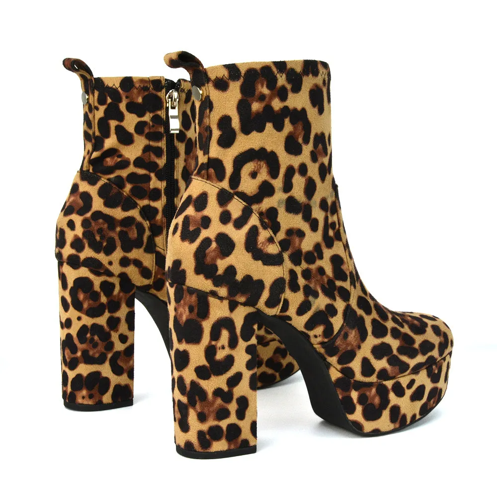 Sunny Platform Sock Ankle Boots Chunky Heeled Vegan Booties In Black Faux Suede