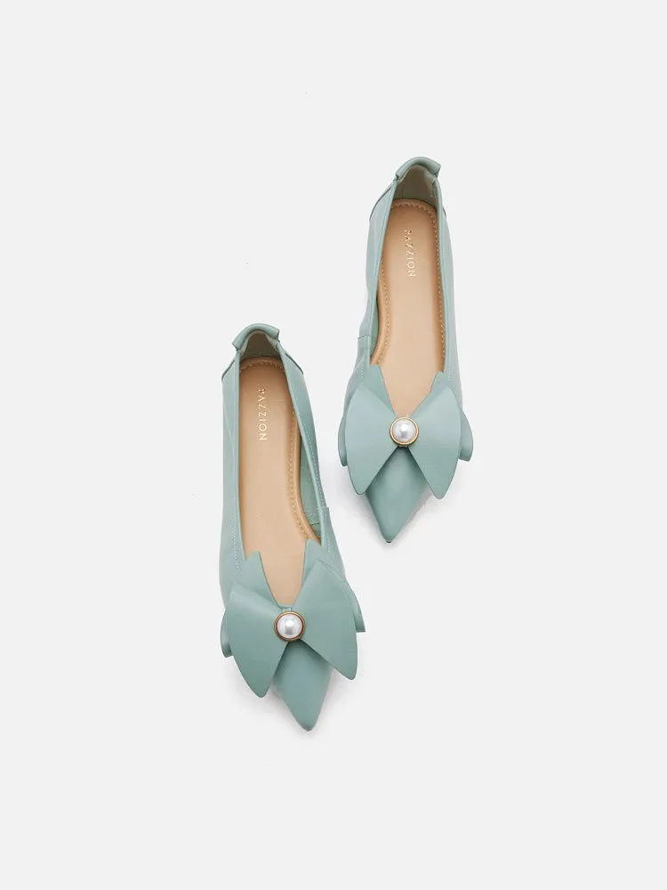 Tilda Pearl Bow Pointed Toe Flats