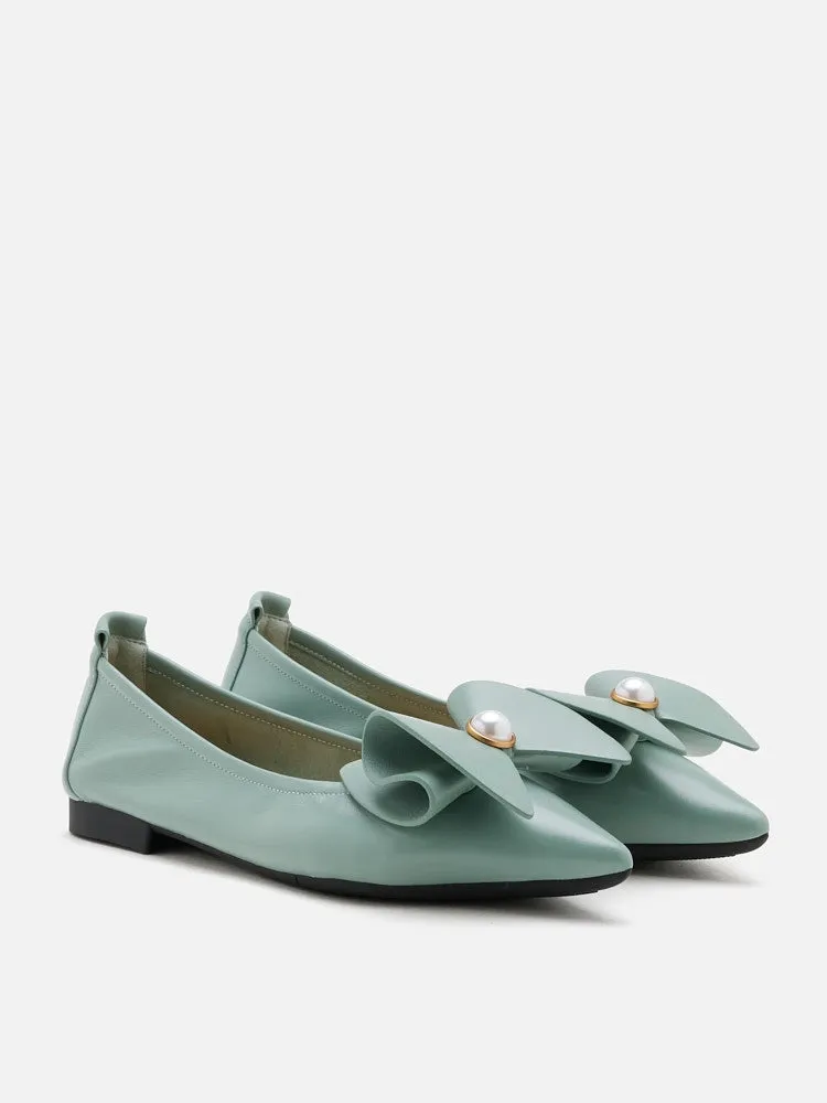 Tilda Pearl Bow Pointed Toe Flats