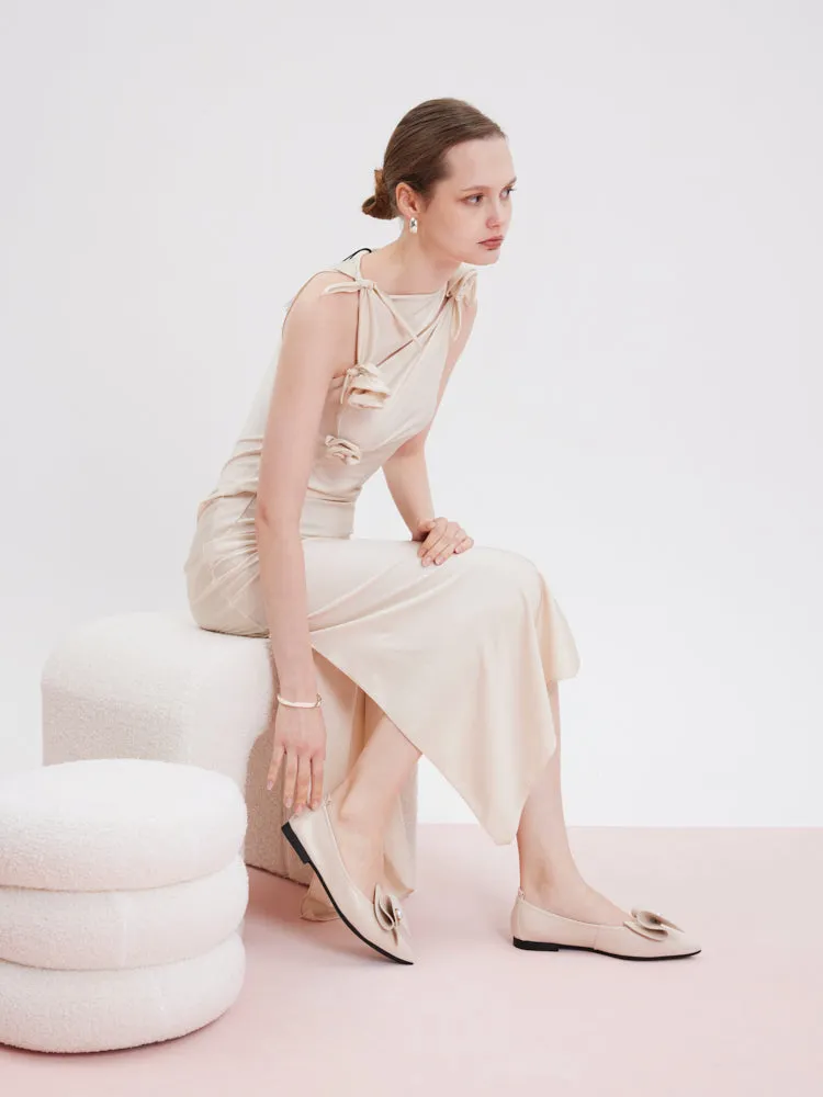 Tilda Pearl Bow Pointed Toe Flats