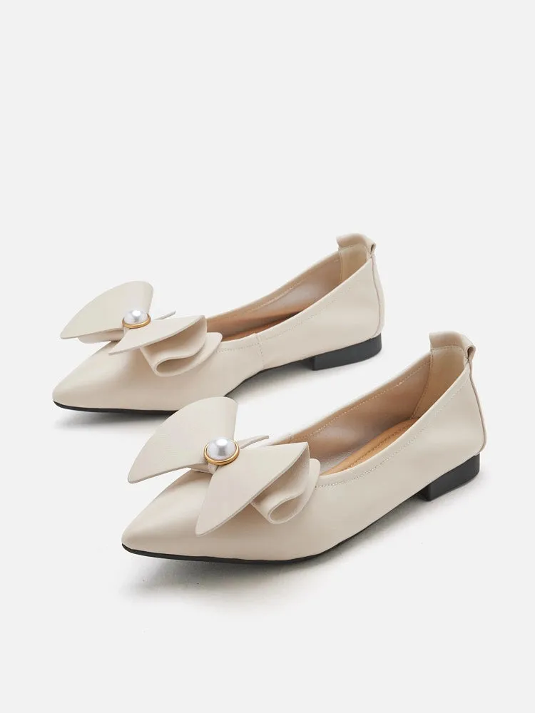 Tilda Pearl Bow Pointed Toe Flats