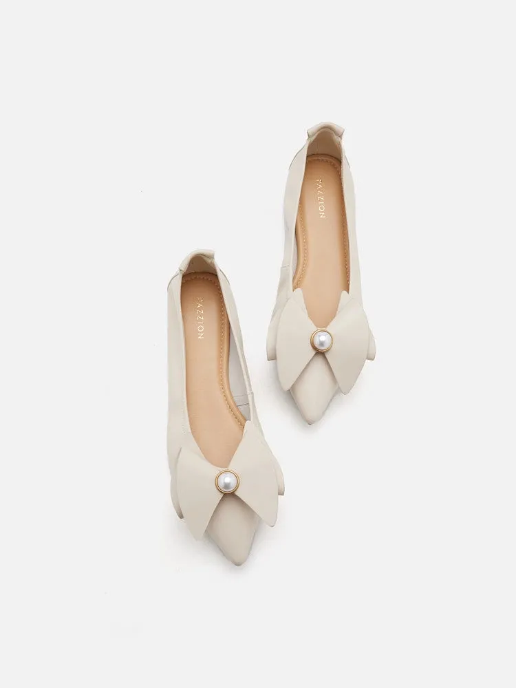 Tilda Pearl Bow Pointed Toe Flats
