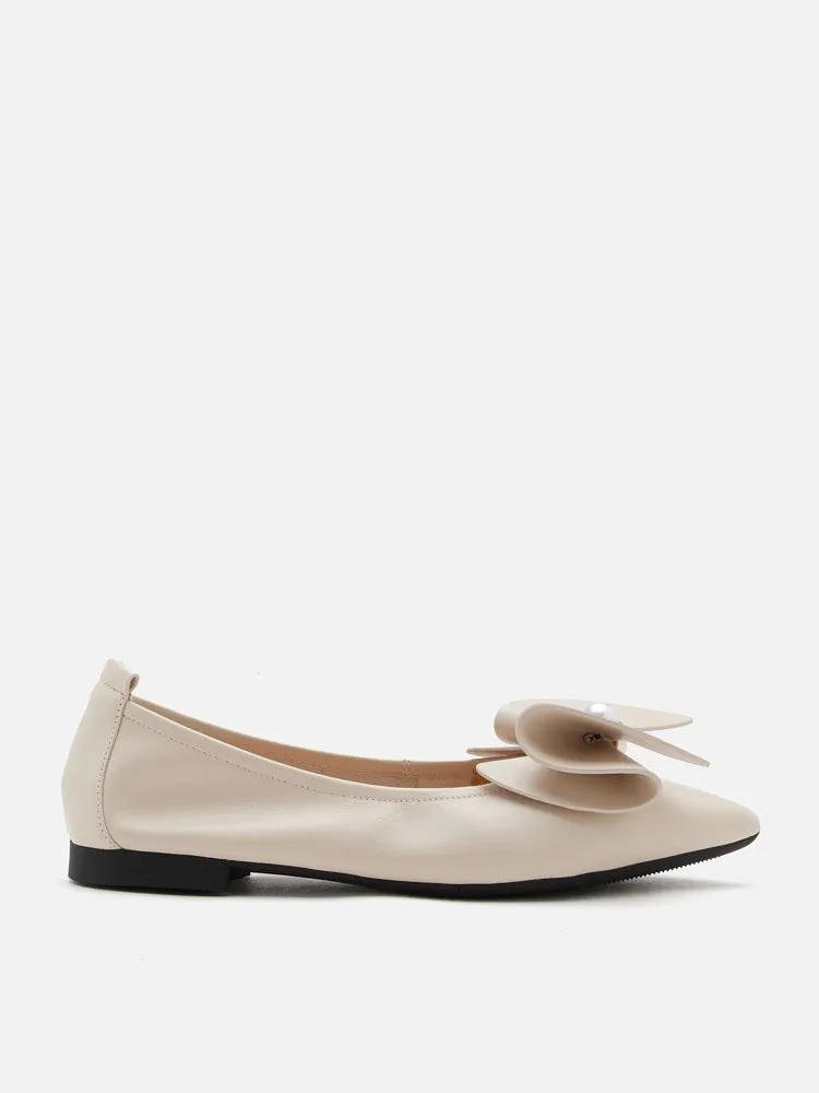 Tilda Pearl Bow Pointed Toe Flats