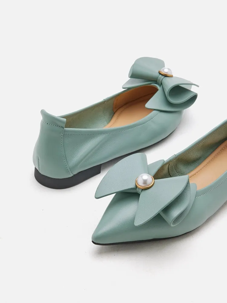 Tilda Pearl Bow Pointed Toe Flats