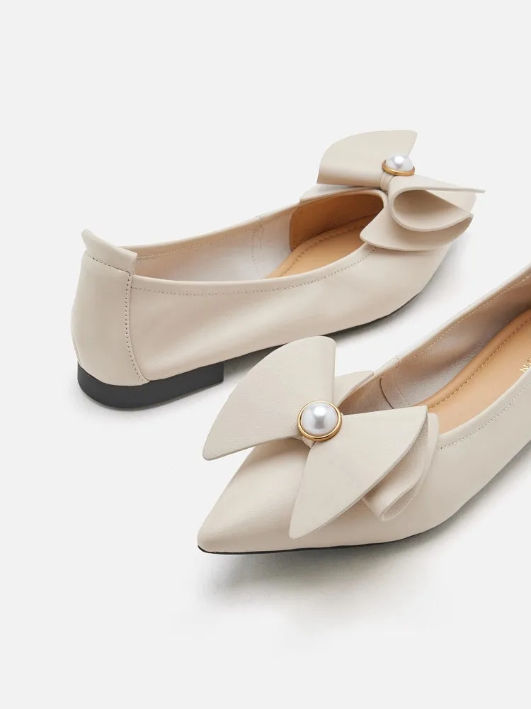Tilda Pearl Bow Pointed Toe Flats
