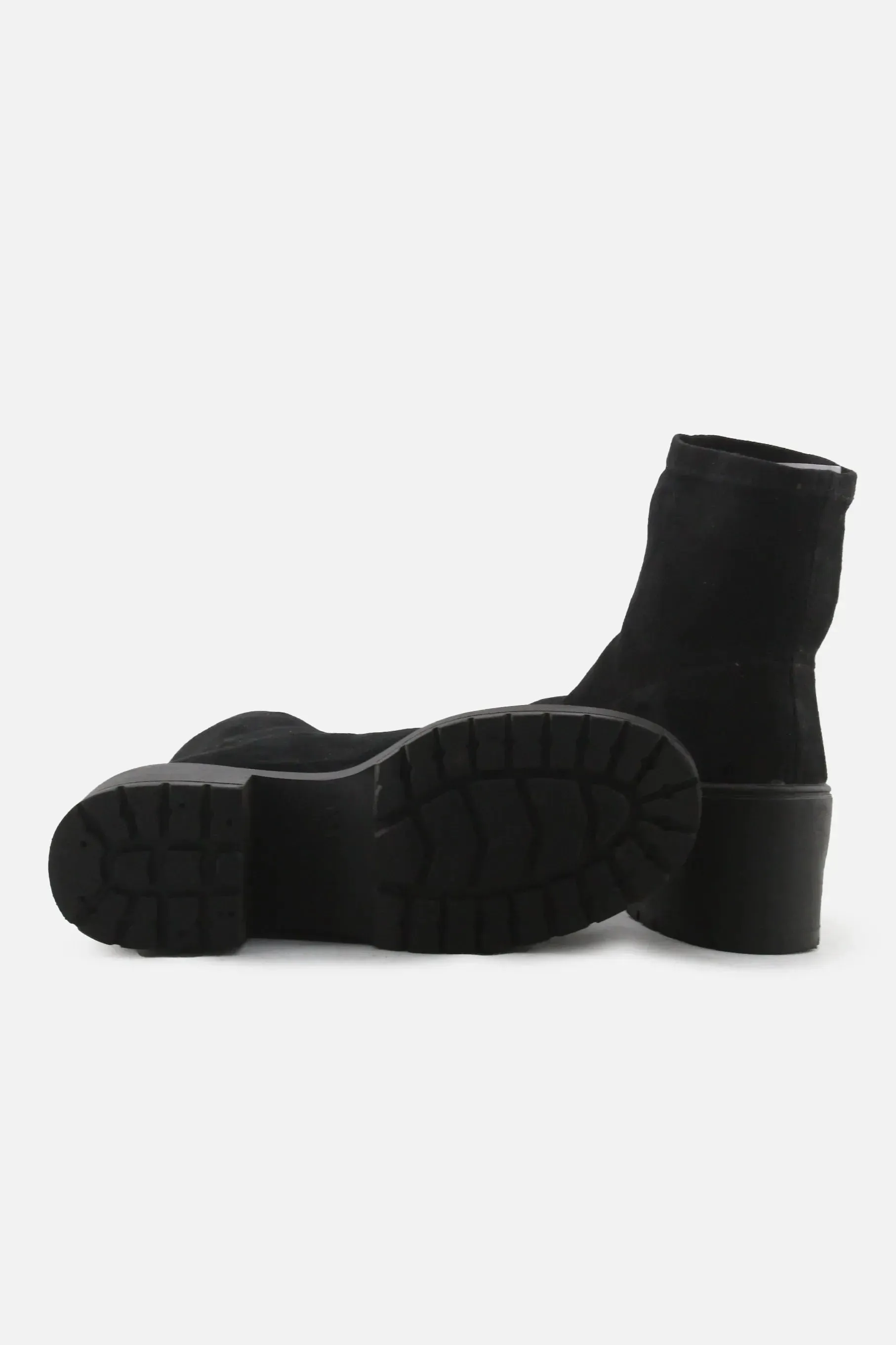 Victoria Block Heels Sock Boots | Textile