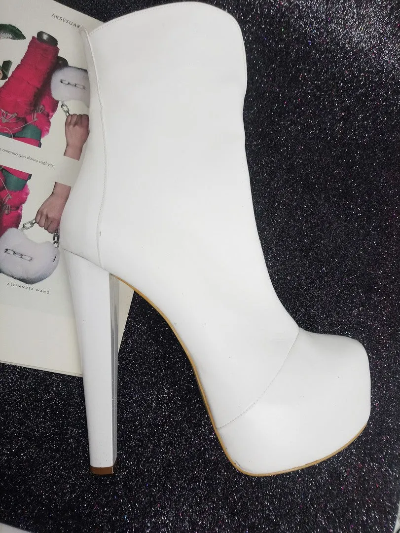 White Hidden Platform High Heel Boots